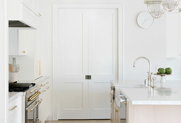 Double doors in kitchen with shaker sticking