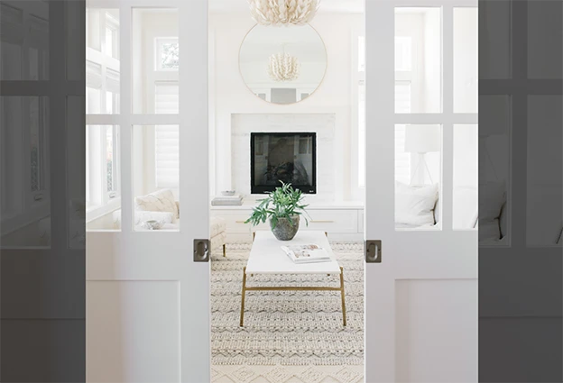 Double pocket doors leading to living room