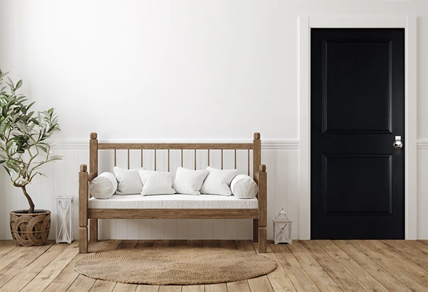 Black Redi-Prime door with raised panel