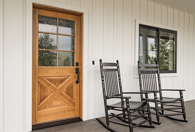 Hickory modern farmhouse door with cross buck design
