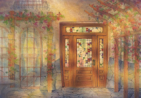 Full Bloom® - 
4612 door, 4613 (left), 4614 (right) sidelights, and matching transom shown in Douglas Fir