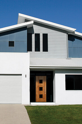 Entrance with fir contemporary exterior door