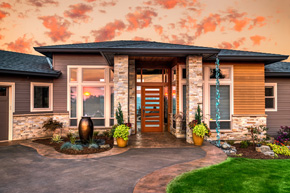 entryway with contemporary front door