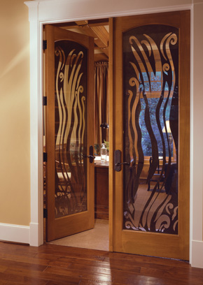 Interior french doors with custom glass
