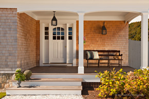 Frontporch with exterior french door and sidelights