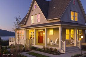 House with exterior french door sidelight and transom