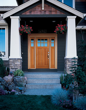 Entryway with fir french door and sidelights