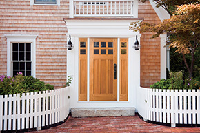 entrance with fir exterior french door and sidelights