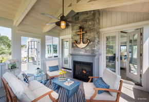 Living room with exterior french doors