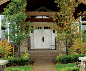 Entryway with fir french doors and sidelights