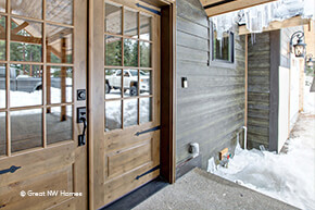 entrance with knotty alder exterior french doors