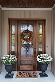 37506 with 7803 sidelight show in Sapele Mahogany stained dark wood by Minwax, seedy baroque