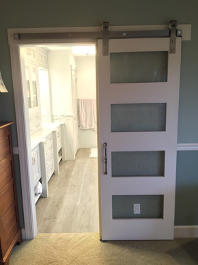 Bathroom with interior barn door