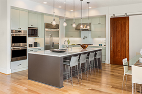 kitchen with interior barn door