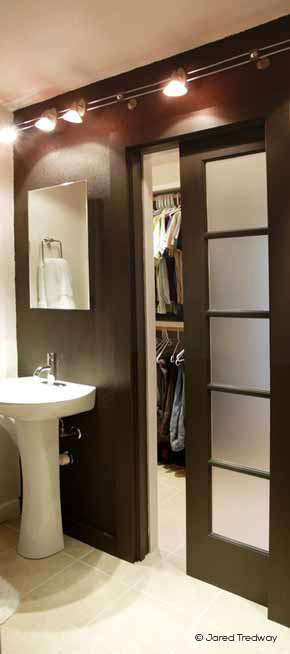 Bathroom with interior french door