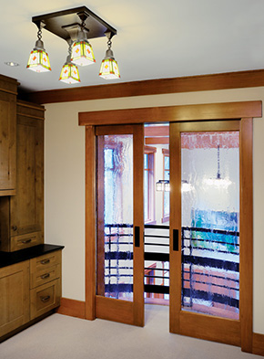 Interior french doors with custom glass