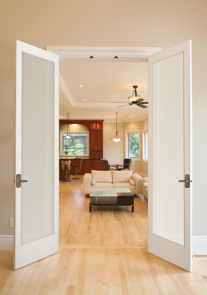 livingroom with interior french doors