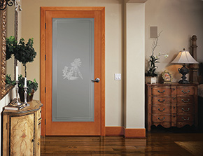 Interior french door with decorative glass