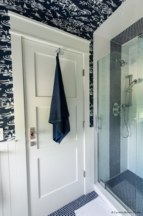 Bathroom with interior panel door