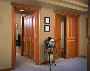 Interior bifold and double door shown in fir