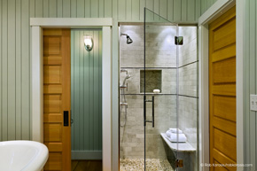 Bathroom with interior wood doors