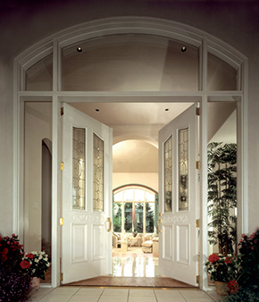 Entryway with double front doors with glass