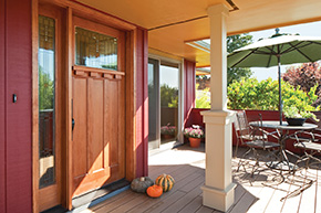 Entryway with fir front door and sidelights