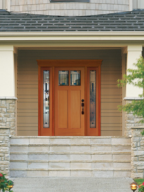 Entryway with fir front door and sidelights