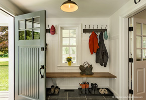 Entryway with wood exterior door