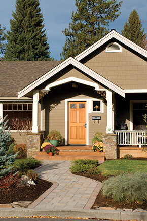 Wood entry door with glass
