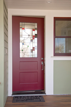 Wood entry door with glass