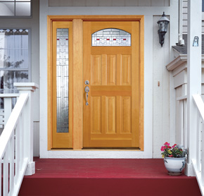 Front porch with fir front door and sidelight