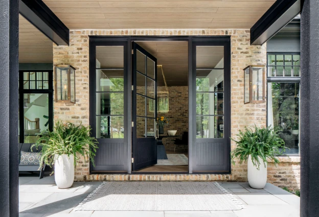 Black exterior door with Accoya wood